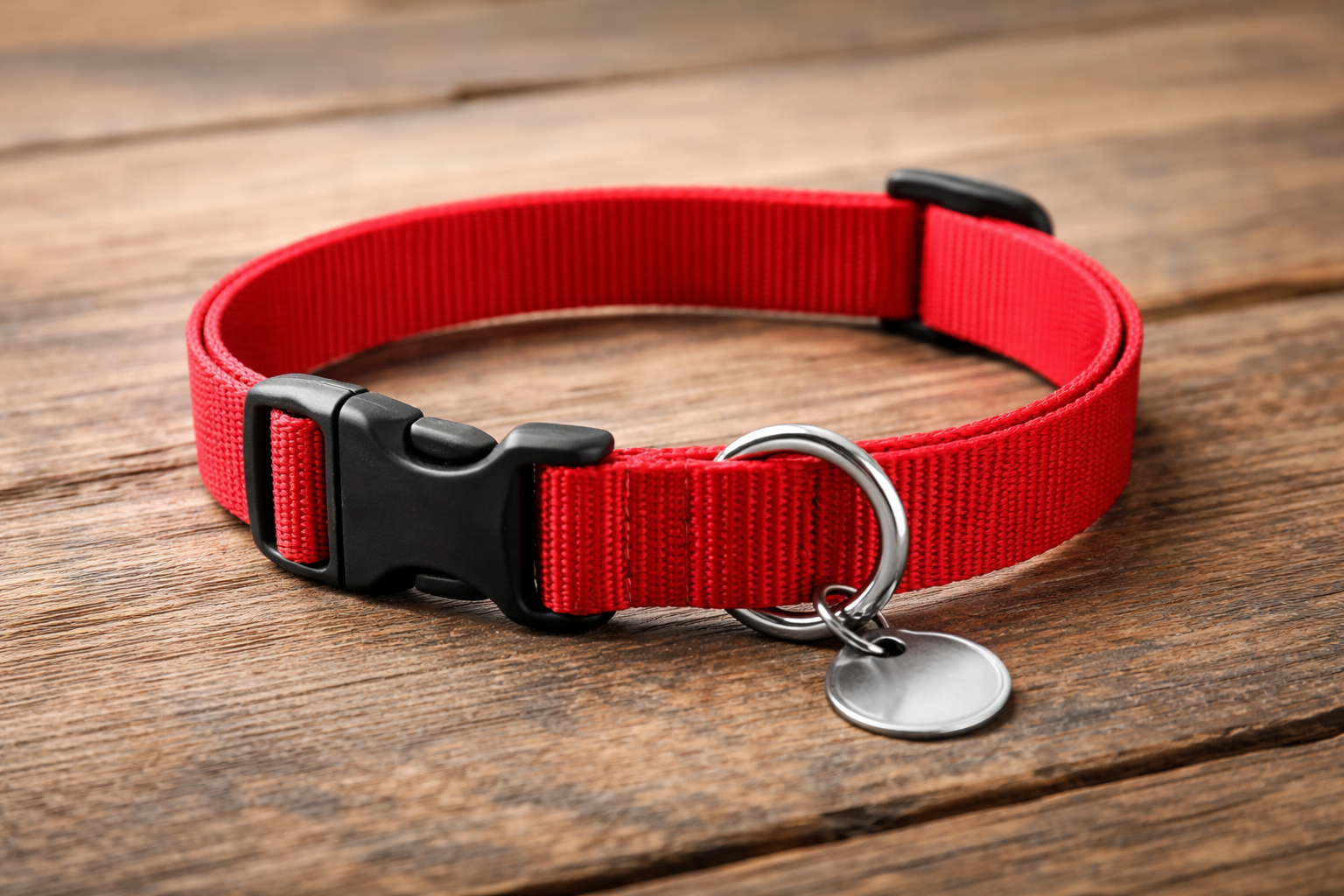 Rode halsband op houten oppervlak